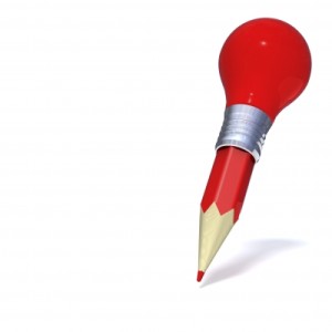 red pencil with red lightbulb