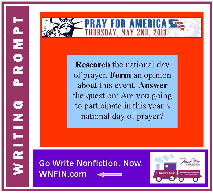 Writing Prompt: Will You Participate in the National Day of Prayer?